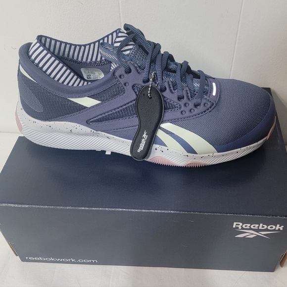 Reebok HITT TR Navy White Pink Womens Composite Toe Work Shoes Size 11.5 - Picture 1 of 12